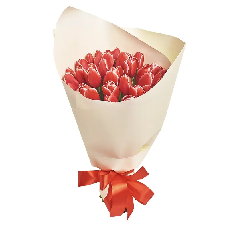 Букет из 35 тюльпанов в упаковке